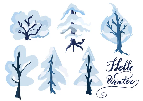 Grand ensemble avec des arbres d'hiver. Illustration vectorielle . — Image vectorielle