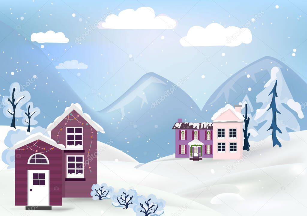 Beautiful Winter Landscape vector illustration