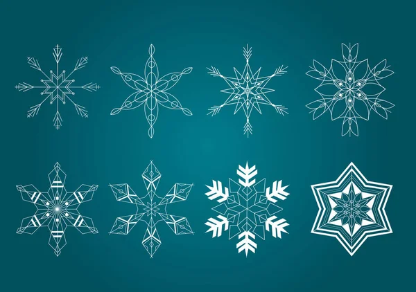 Conjunto de flocos de neve vetorial decorativo - inverno série clip-art — Vetor de Stock