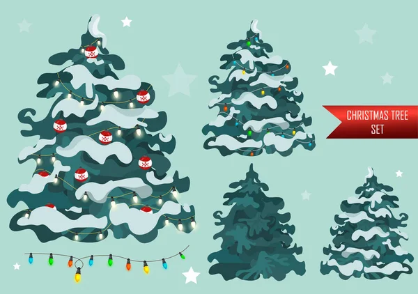 Collection vectorielle de dessins animés arbres de Noël — Image vectorielle