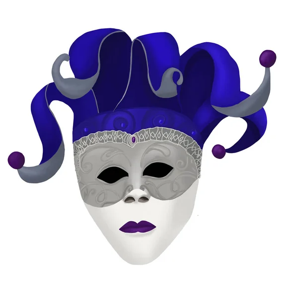 Máscara de carnaval veneziana com ilustração colorida de penas — Fotografia de Stock