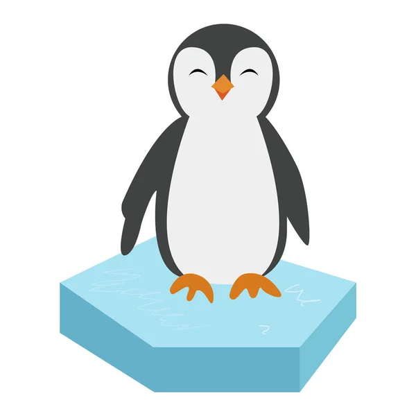 Bonito Bebê Pinguim Céu Azul Fundo Plano Projeto Vetor Ilustração — Vetor de Stock