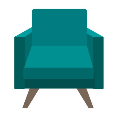 Vektör koltuk silueti çizimi. Tasarımınız için renkli koltuk simgesi. Düz çizgi film koltuğu izole edildi..