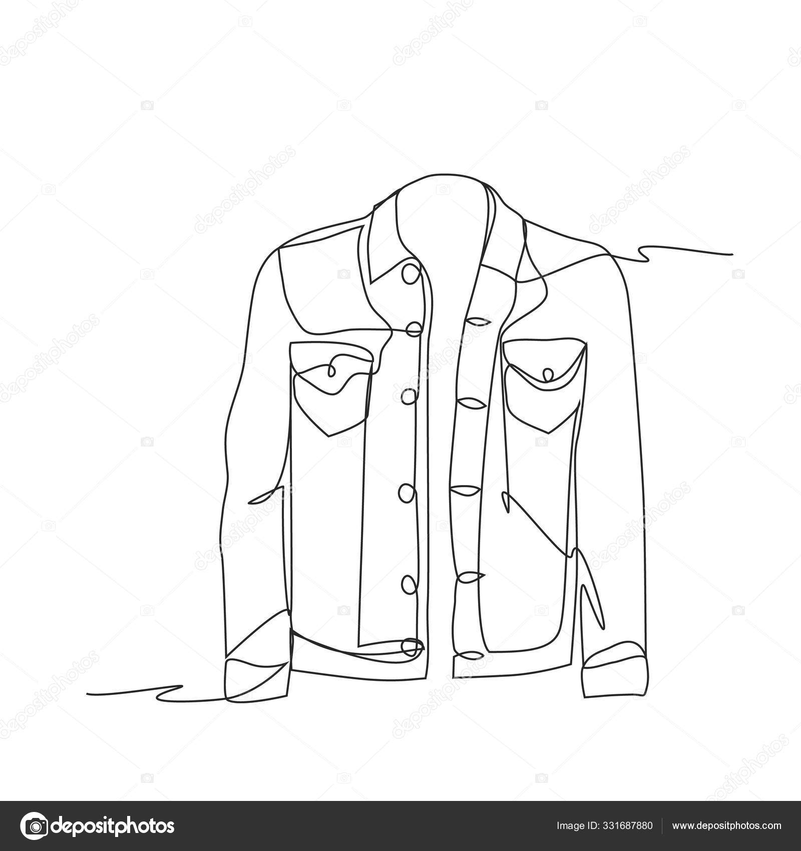  Veste  Denim Une Ligne Dessin  Sur Fond Blanc Isol   Image 