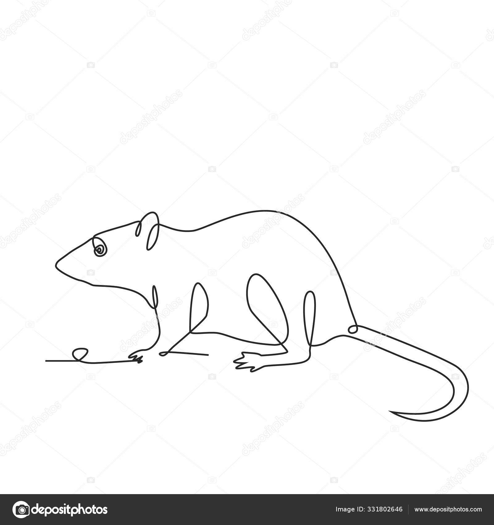 2020 Year Rat One Line Drawing White Isolated Background Stock Vector C Nataletado 331802646