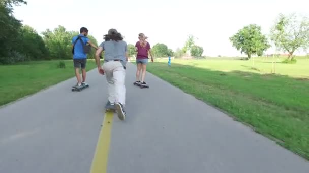 Gente patinando juntos — Vídeo de stock