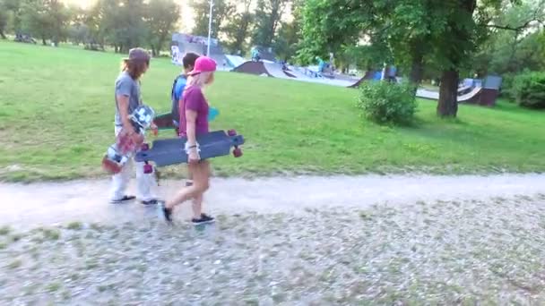 Skateboarders θα skatepark — Αρχείο Βίντεο