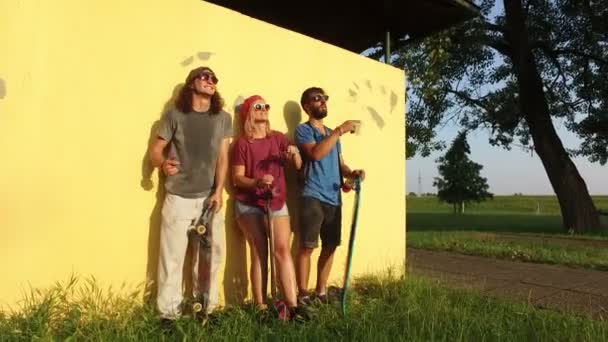 Skateboarders mirando hacia adelante — Vídeos de Stock