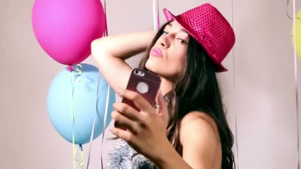Woman taking selfies — Stock Video