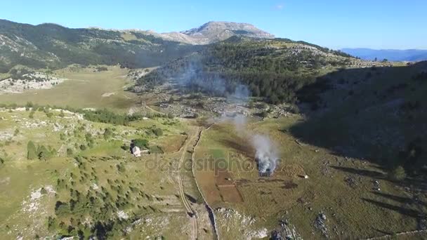 Bushes terbakar di gunung Dinara — Stok Video
