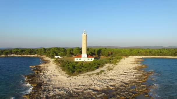 Lighthouse with green landscape — Stock Video