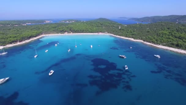 Sailing boats in Dalmatian bay — Stock Video