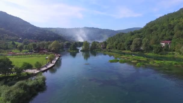 Un río con árboles — Vídeos de Stock