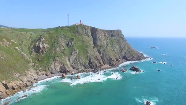 Výhled na moře z majáku na mysu Cabo da Roca — Stock video