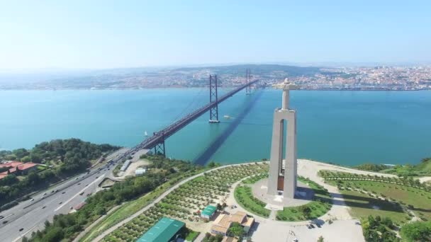 Cristo Rey con vistas a Lisboa — Vídeo de stock