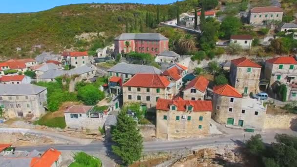 Aerial View Village Dol Island Brac Croatia — Stock Video