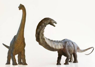 Bir Brachiosaurus dinozor bir Apatosaurus yanındaki