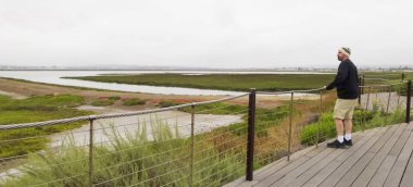 South Bay deniz biyolojisi çalışma alanı bir adama