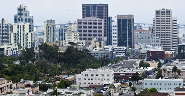 En flyg bild över Downtown San Diego — Stockfoto