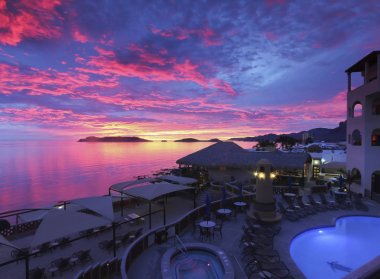 Bir nefes kesen günbatımı, deniz Cortez Beach Club, San Carlos, Mex