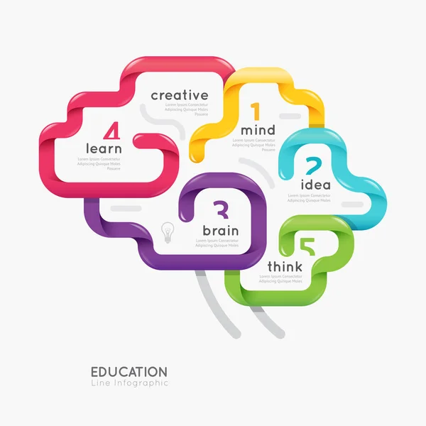 뇌 화려한 라인 개념 벡터 디자인입니다. 일러스트 레이 션 — 스톡 벡터