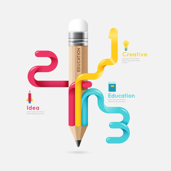 Crayon coloré science et éducation ligne concept vectoriel design — Image vectorielle