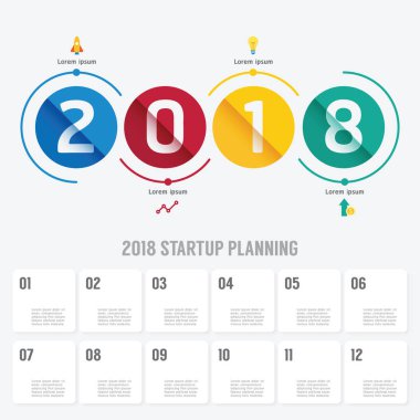Infographic vektör planlama 2018 iş başlangıç