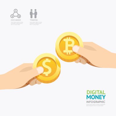 Infographic iş dijital cryptocurrency para şablon desig