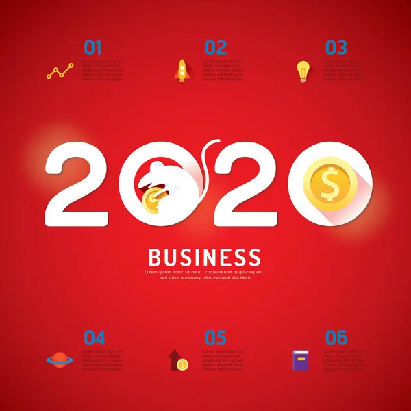 Концепция бизнес-календаря 2020. Китайский крысиный год — стоковый вектор
