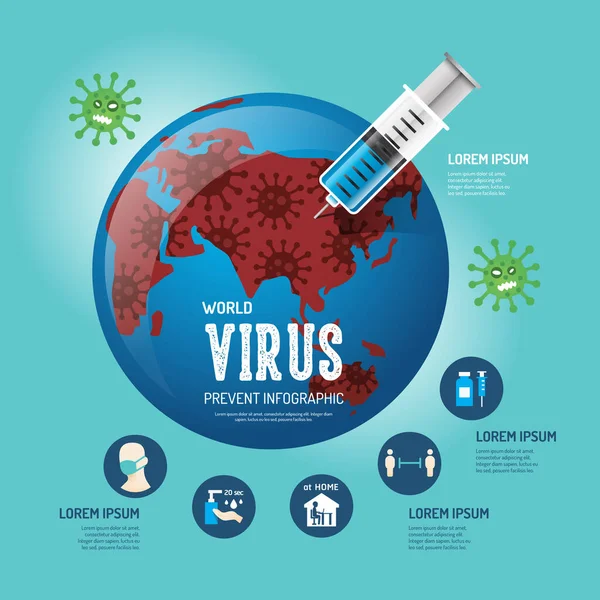 Virus Corona Covid Vecteur Conception Géométrique Infographique — Image vectorielle