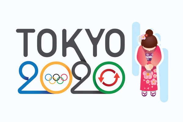 Olympique 2020 Report Japon Concept Avertissement Virus Covid Fond Illustration — Image vectorielle