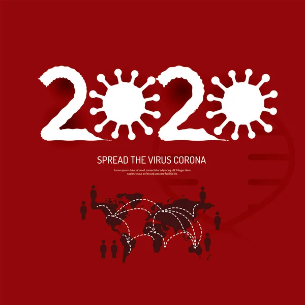 Sebarkan Latar Belakang Dunia Virus Corona Covid 2020 Konsep Vector - Stok Vektor