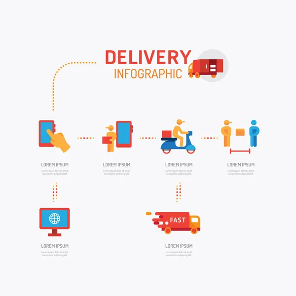 Lieferung Symbole Flache Linie Infografik Design Vektor Illustration Set — Stockvektor