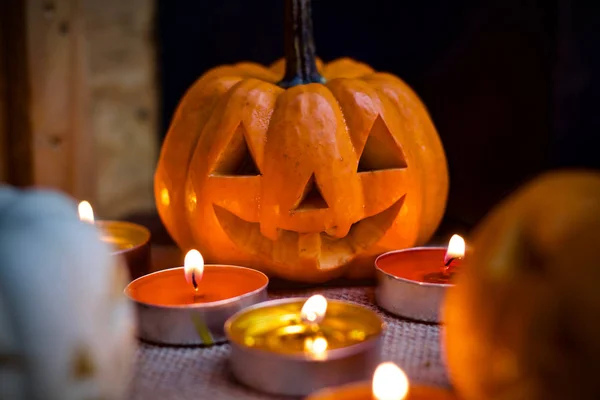 Jack cabeza de calabaza de Halloween — Stockfoto