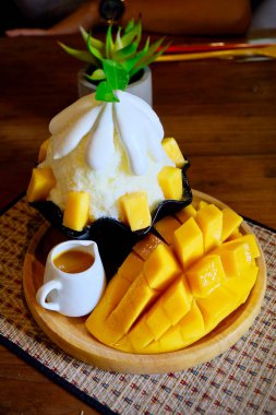 Bingsu buz tatlı mango Kore gıda