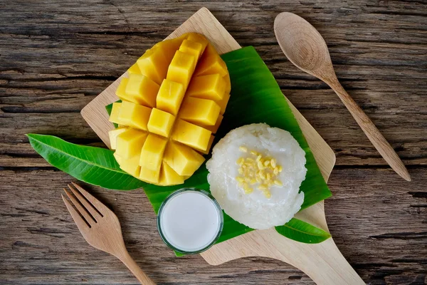 Mango Dessert Van Kleefrijst Thais Eten — Stockfoto