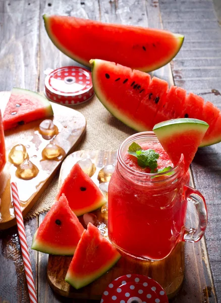 Suco Melancia Smoothie Fruta Verão Comida Tópica — Fotografia de Stock