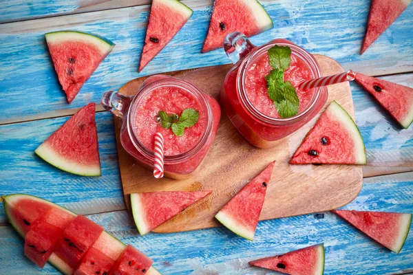 Jugo Sandía Smoothie Fruta Verano Comida Tópica —  Fotos de Stock