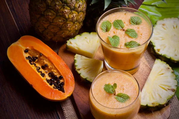 Pineapple Papaya Juice Smoothie Food — Stock Photo, Image