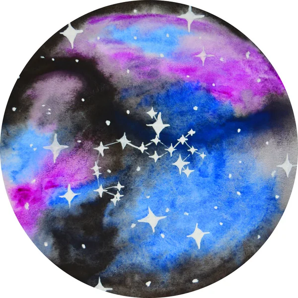 Constelación Sagitarius Círculo Acuarela — Vector de stock