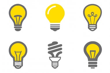 Ampul Işık çeşitli. Birçok ampulleri beyaz arka plan üzerinde izole kümesi