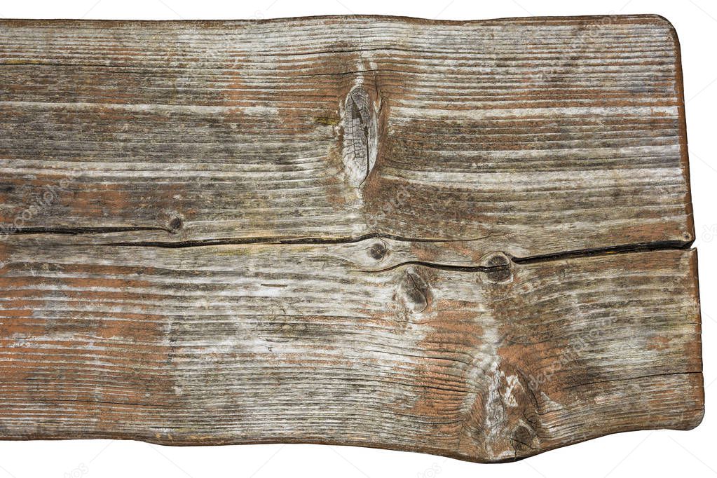 Bench detail from old weathered wood with patina