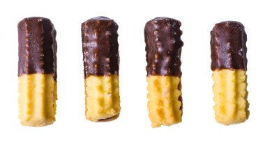 Beyaz arkaplanda izole edilmiş dört el yapımı tatlı kısayol çubuğu