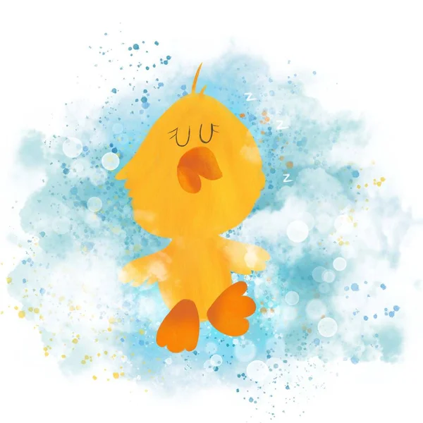 Yellow Cartoon Duck Zboară — Fotografie, imagine de stoc