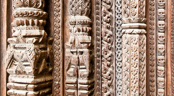 Teil Einer Geschnitzten Holztür Hanuman Dhoka Alten Königspalast Durbar Square — Stockfoto