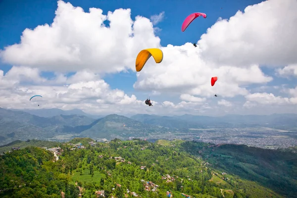 Parapente Volando Contra Región Himalaya Everest Nepal — Foto de Stock