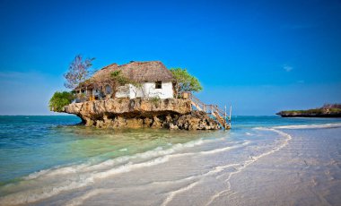 Zanzibar, Tanzanya, Afrika denizde Rock lokantayı.