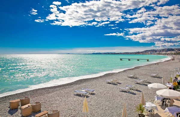Άποψη Της Παραλίας Στη Νίκαια Κοντά Στο Promenade Des Anglais — Φωτογραφία Αρχείου