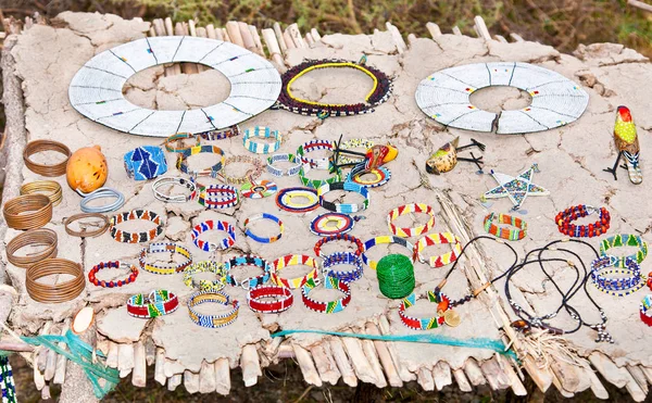 Masai Traditioneller Schmuck Auf Dem Dorfmarkt Tansania — Stockfoto