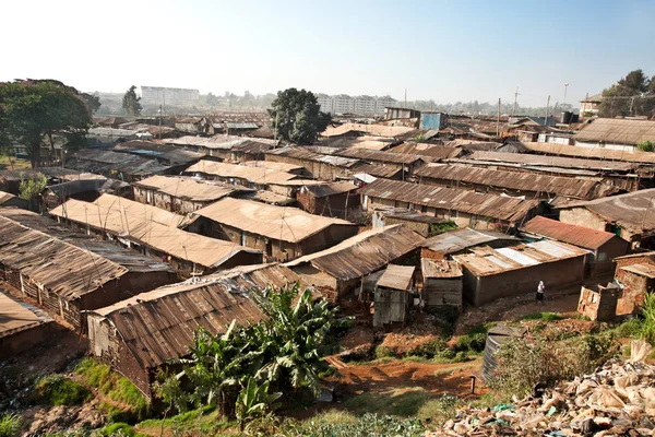 Vista Panorámica Los Barrios Marginales Kibera Nairobi Kenia Mayor Barriada — Foto de Stock